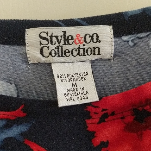 Shirt, poly and spandex, size Med. Navy with red. - Picture 4 of 5